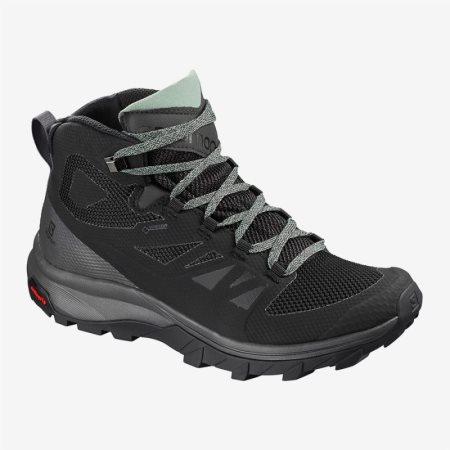 Salomon OUTline Mid GTX W Womens Hiking Boots Black UK EIOM
